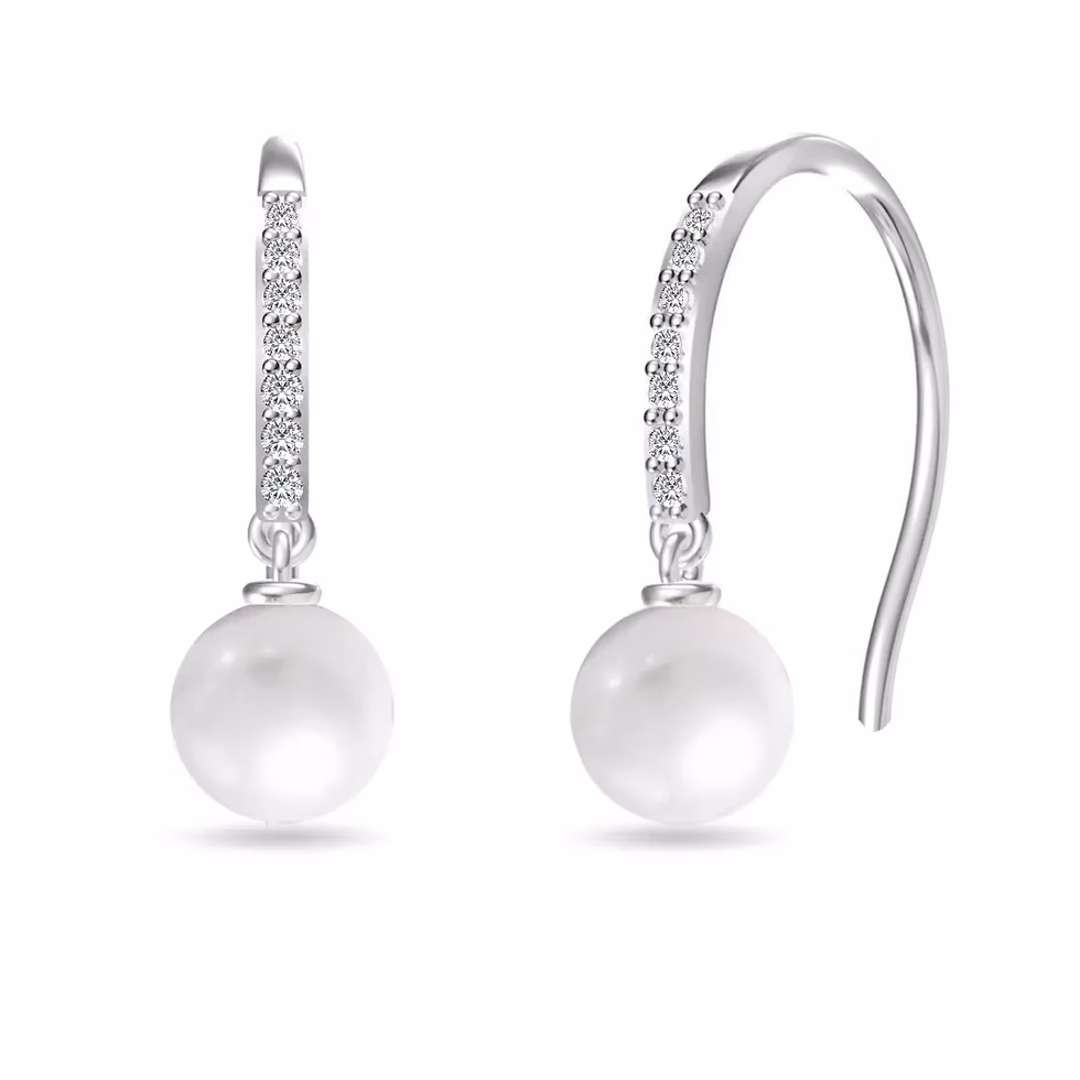 Sterling Silver Pearl and Crystal Earrings